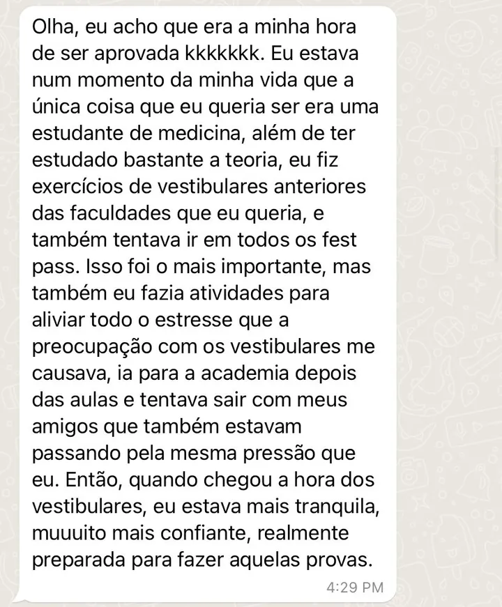 Aluna aprovada em Medicina — print real